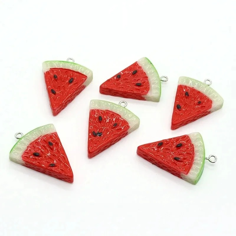 Resin Art Store - 10 Stück doppelseitige dreieckige Wassermelonen-Harzanhänger, Mini-Fruchtanhänger