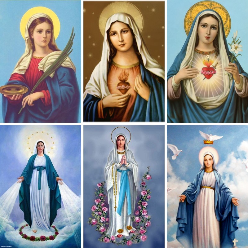 Resin Art Mary - Diamant malerei Mary im Gebet, Mosaik