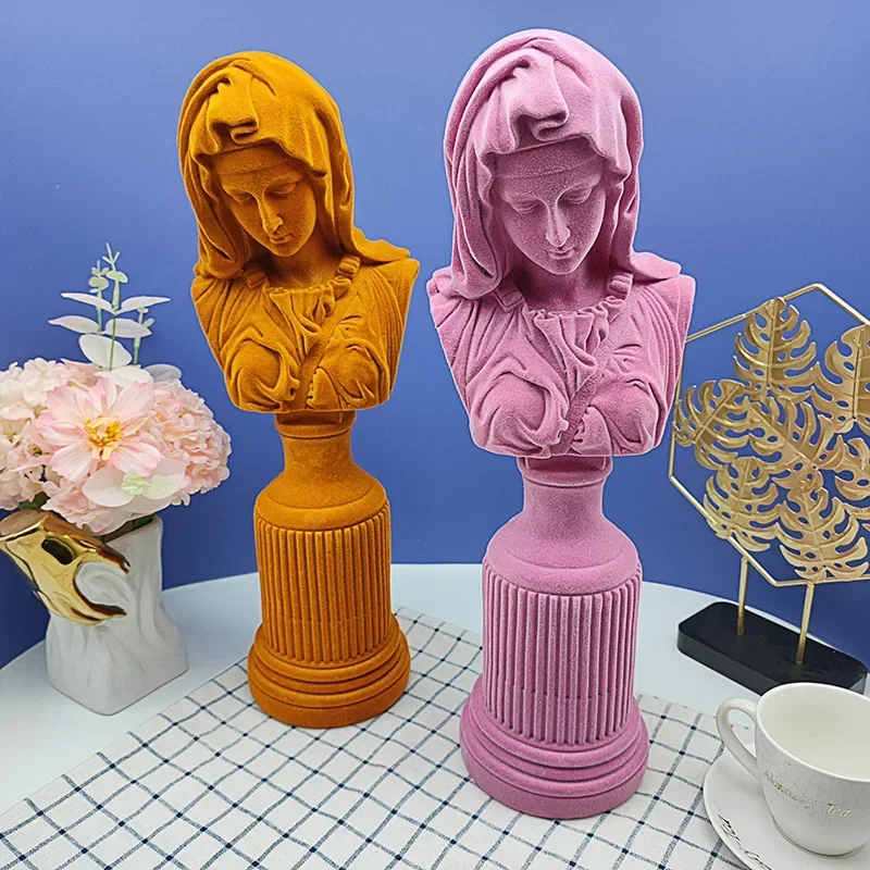 Resin Art Mary - Flockbeschichtete Harz-Statue der Jungfrau Maria, Kreative