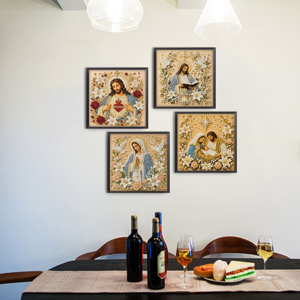 Resin Art Mary - 5D DIY Perlenmalerei-Set mit Keilrahmen, Jesus,
