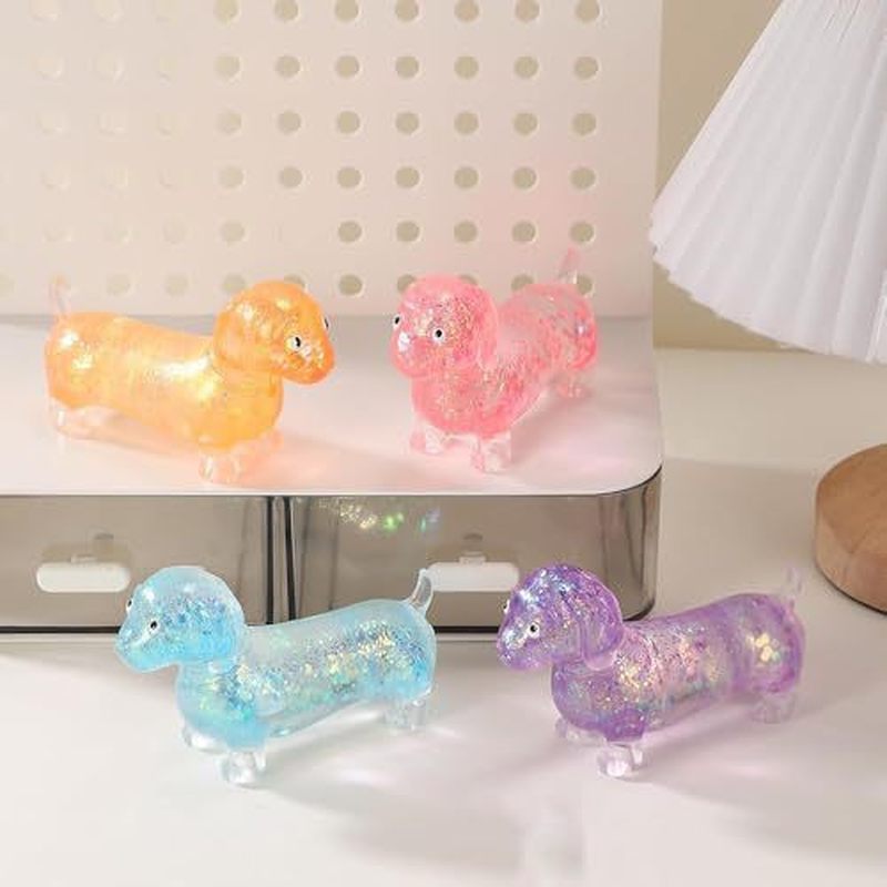 Resin Art And Deco - Glitzernder Dackel Weicher Dehnbarer Quetsch-Gadget Glänzendes