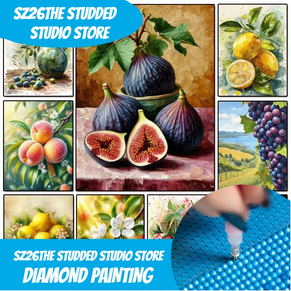 Resin Art Images - 5D-Diamant-Kunstmalerei, Neuankömmling, Oliven-, Feigen- und Zitronenfrucht-Bilder,