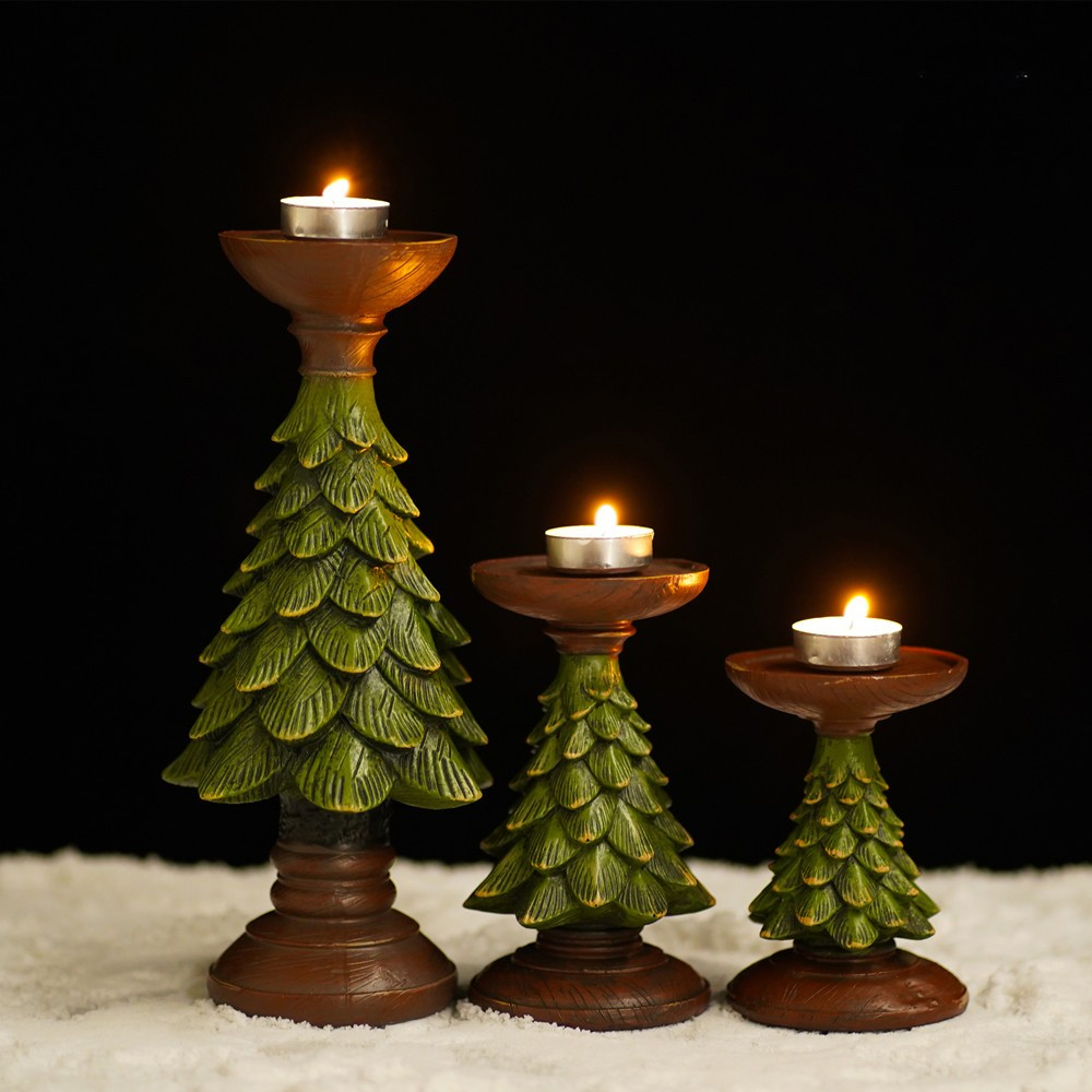 Xmas Resin Art - Home Dekorationen Weihnachtsbaum Kerze Desktop-Halter Weihnachten